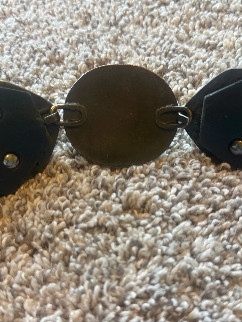 Vintage Black Leather Adjustable Belt